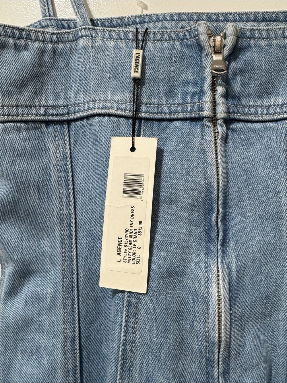 L'AGENCE Mitzy Seamed Denim Midi-Dress Light Blue - 0 - Picture 12 of 13